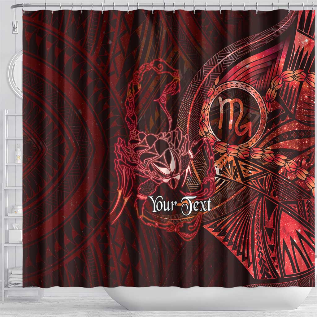Personalised Polynesia Zodiac Scorpio Shower Curtain Galaxy Polynesian Pattern Chest Tattoo Style