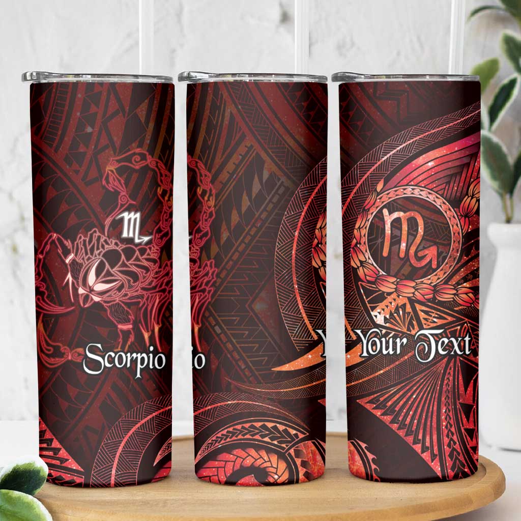 Personalised Polynesia Zodiac Scorpio Skinny Tumbler Galaxy Polynesian Pattern Chest Tattoo Style