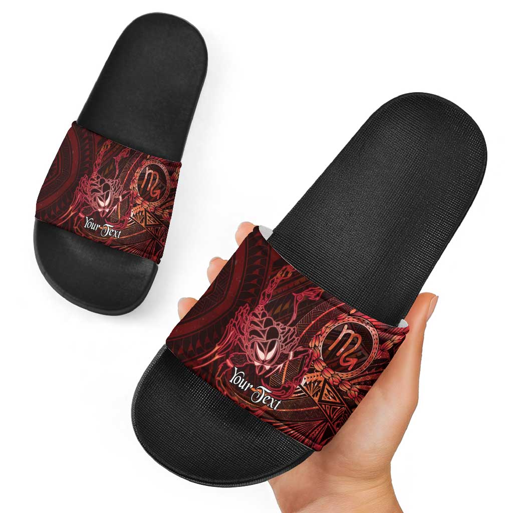 Personalised Polynesia Zodiac Scorpio Slide Sandals Galaxy Polynesian Pattern Chest Tattoo Style