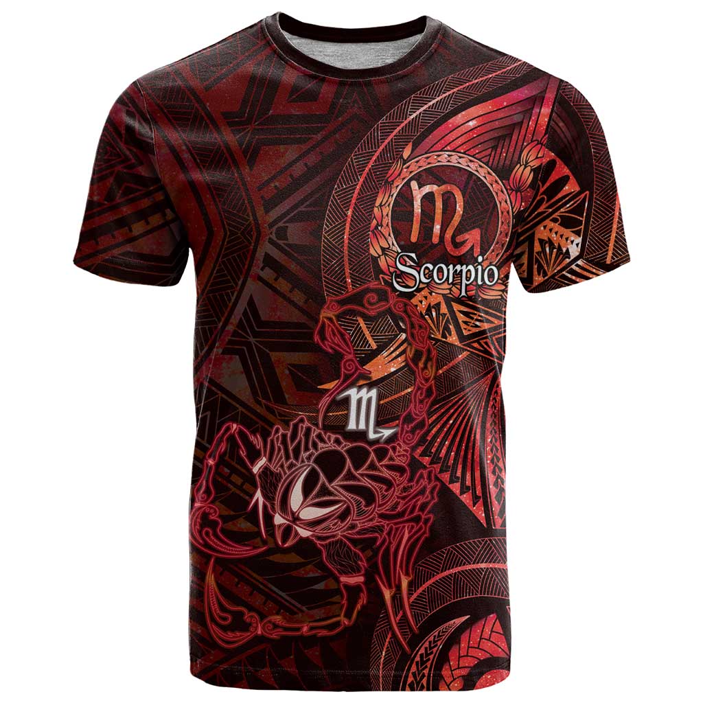 Personalised Polynesia Zodiac Scorpio T Shirt Galaxy Polynesian Pattern Chest Tattoo Style