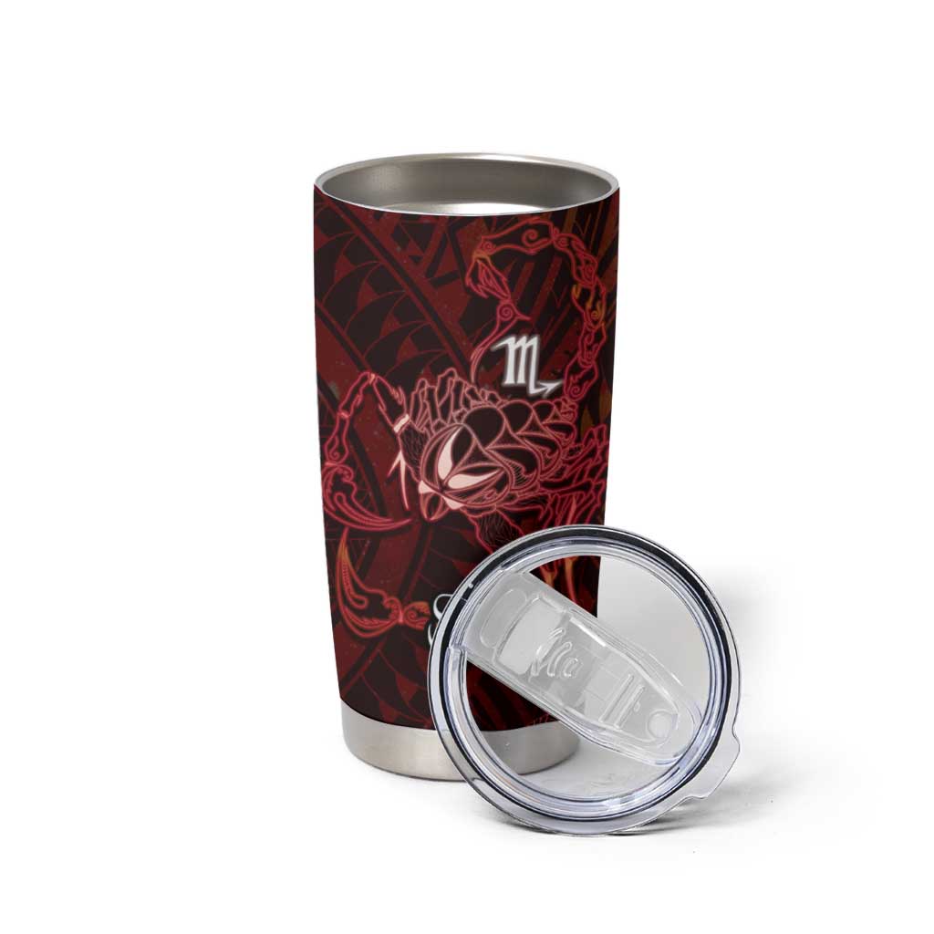 Personalised Polynesia Zodiac Scorpio Tumbler Cup Galaxy Polynesian Pattern Chest Tattoo Style