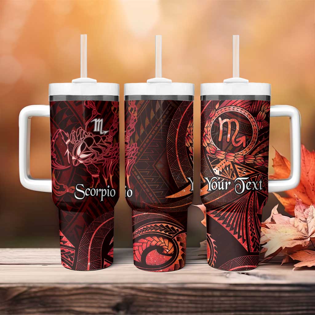 Personalised Polynesia Zodiac Scorpio Tumbler With Handle Galaxy Polynesian Pattern Chest Tattoo Style
