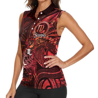 Personalised Polynesia Zodiac Scorpio Women Sleeveless Polo Shirt Galaxy Polynesian Pattern Chest Tattoo Style
