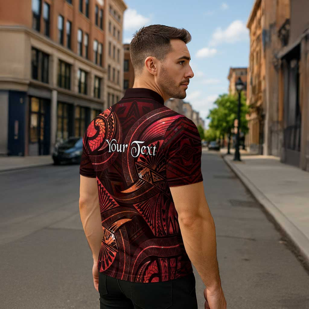 Personalised Polynesia Zodiac Scorpio Zipper Polo Shirt Galaxy Polynesian Pattern Chest Tattoo Style