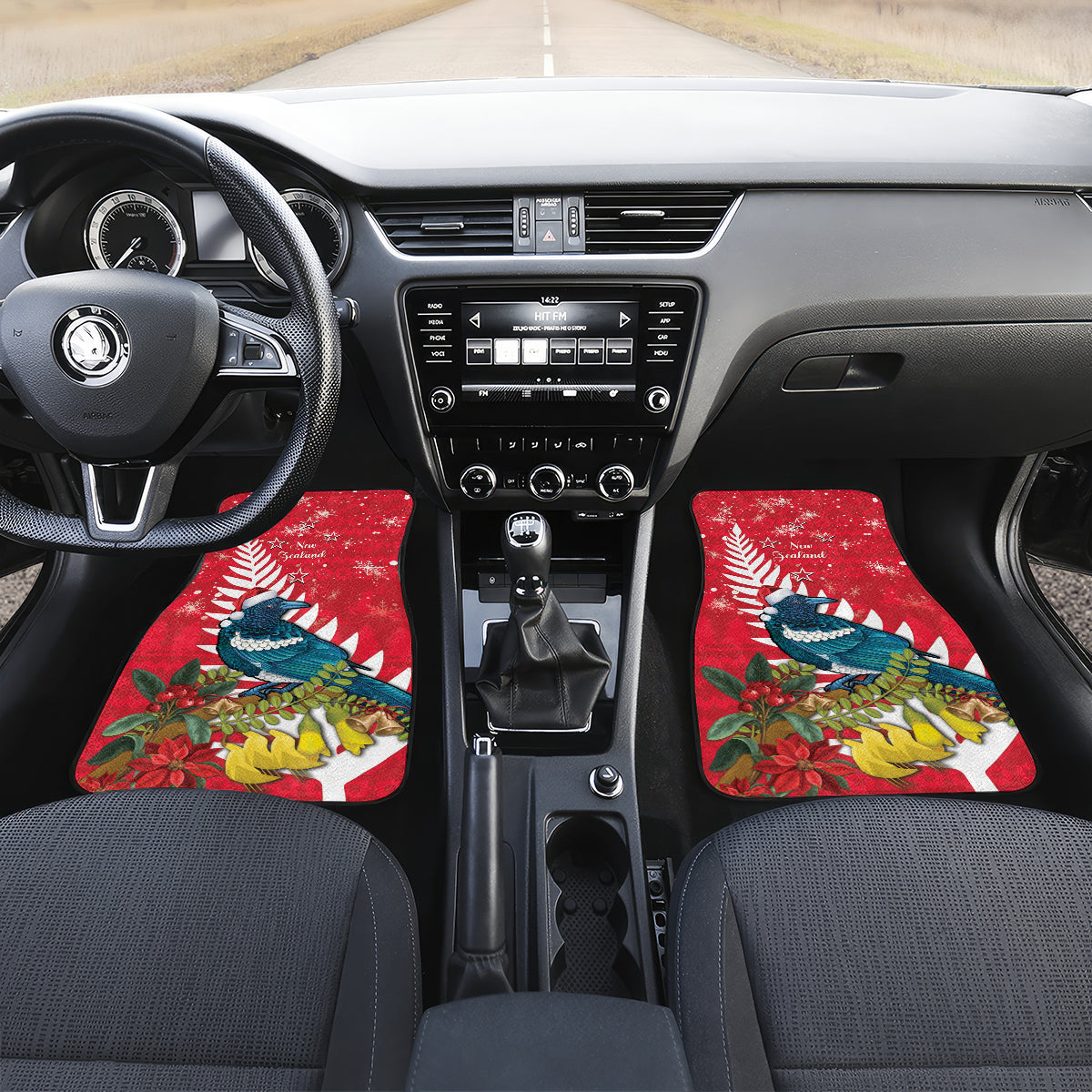 New Zealand Christmas In July Car Mats Tui Bird With Kowhai Meri Kirihimete