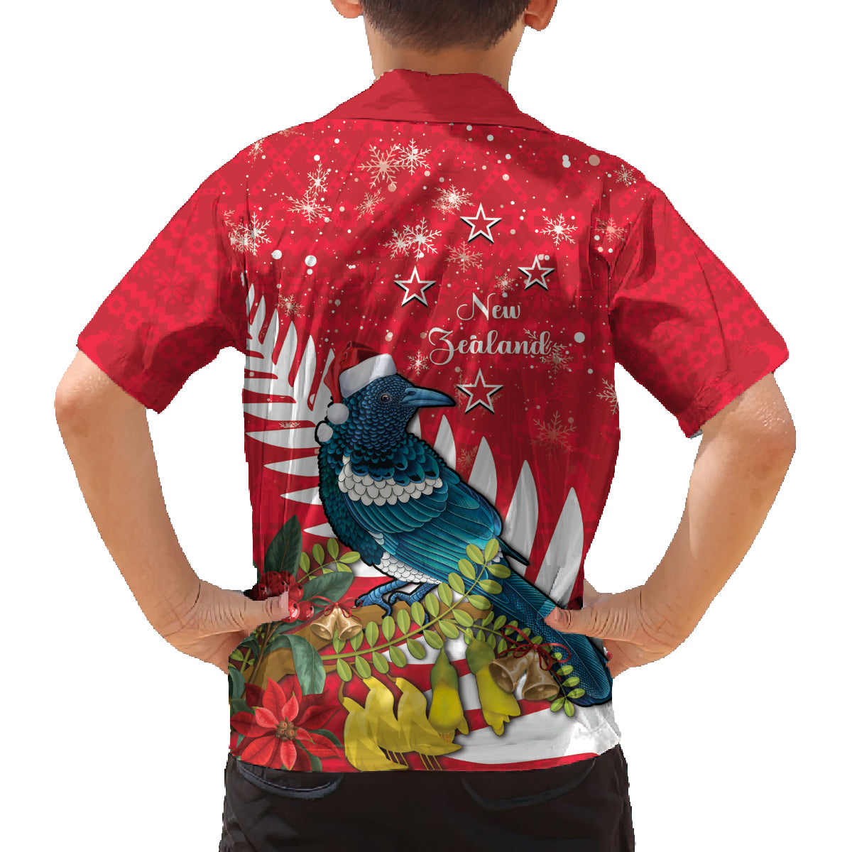 New Zealand Christmas In July Family Matching Puletasi and Hawaiian Shirt Tui Bird With Kowhai Meri Kirihimete LT14 - Polynesian Pride