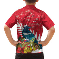 New Zealand Christmas In July Family Matching Puletasi and Hawaiian Shirt Tui Bird With Kowhai Meri Kirihimete LT14 - Polynesian Pride