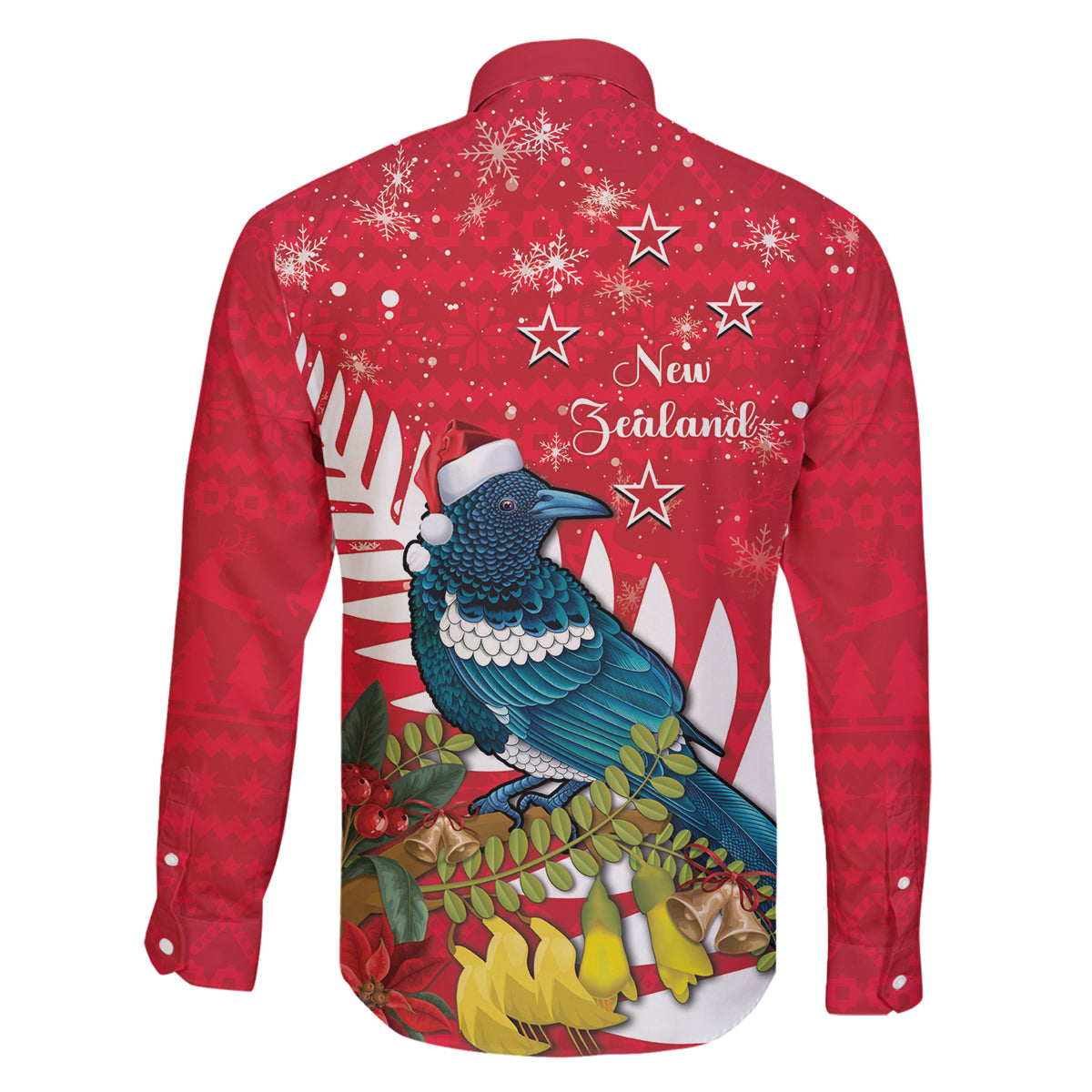 New Zealand Christmas In July Family Matching Puletasi and Hawaiian Shirt Tui Bird With Kowhai Meri Kirihimete LT14 - Polynesian Pride
