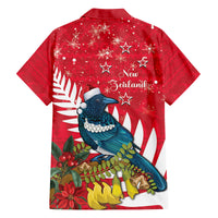 New Zealand Christmas In July Family Matching Tank Maxi Dress and Hawaiian Shirt Tui Bird With Kowhai Meri Kirihimete
