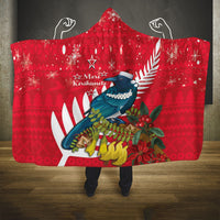 New Zealand Christmas In July Hooded Blanket Tui Bird With Kowhai Meri Kirihimete LT14 One Size Red - Polynesian Pride