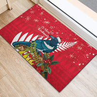 New Zealand Christmas In July Rubber Doormat Tui Bird With Kowhai Meri Kirihimete