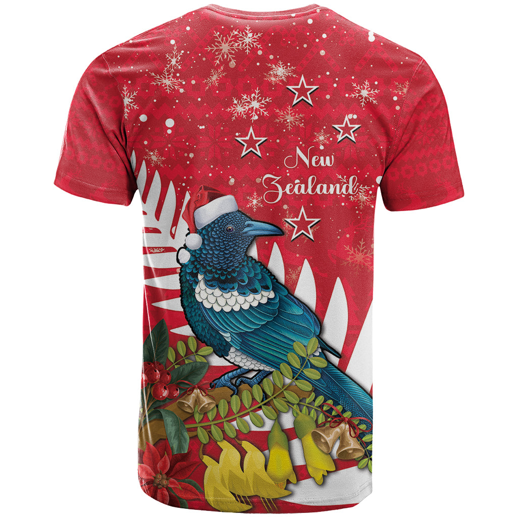 New Zealand Christmas In July T Shirt Tui Bird With Kowhai Meri Kirihimete