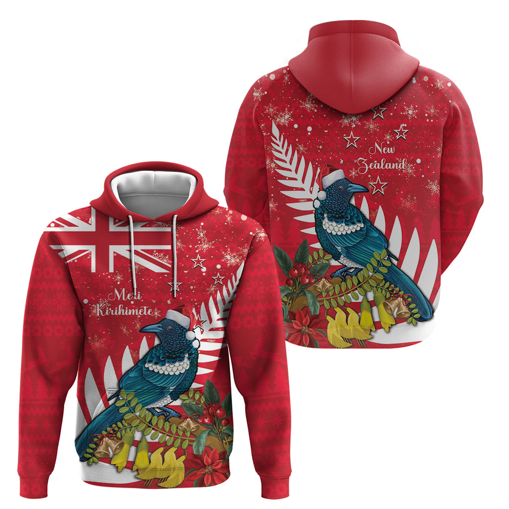 New Zealand Christmas In July Zip Hoodie Tui Bird With Kowhai Meri Kirihimete LT14 - Polynesian Pride