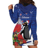New Zealand Christmas In July Hoodie Dress Fiordland Penguin With Pohutukawa Flower LT14 - Polynesian Pride