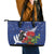 New Zealand Christmas In July Leather Tote Bag Fiordland Penguin With Pohutukawa Flower