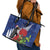 New Zealand Christmas In July Leather Tote Bag Fiordland Penguin With Pohutukawa Flower