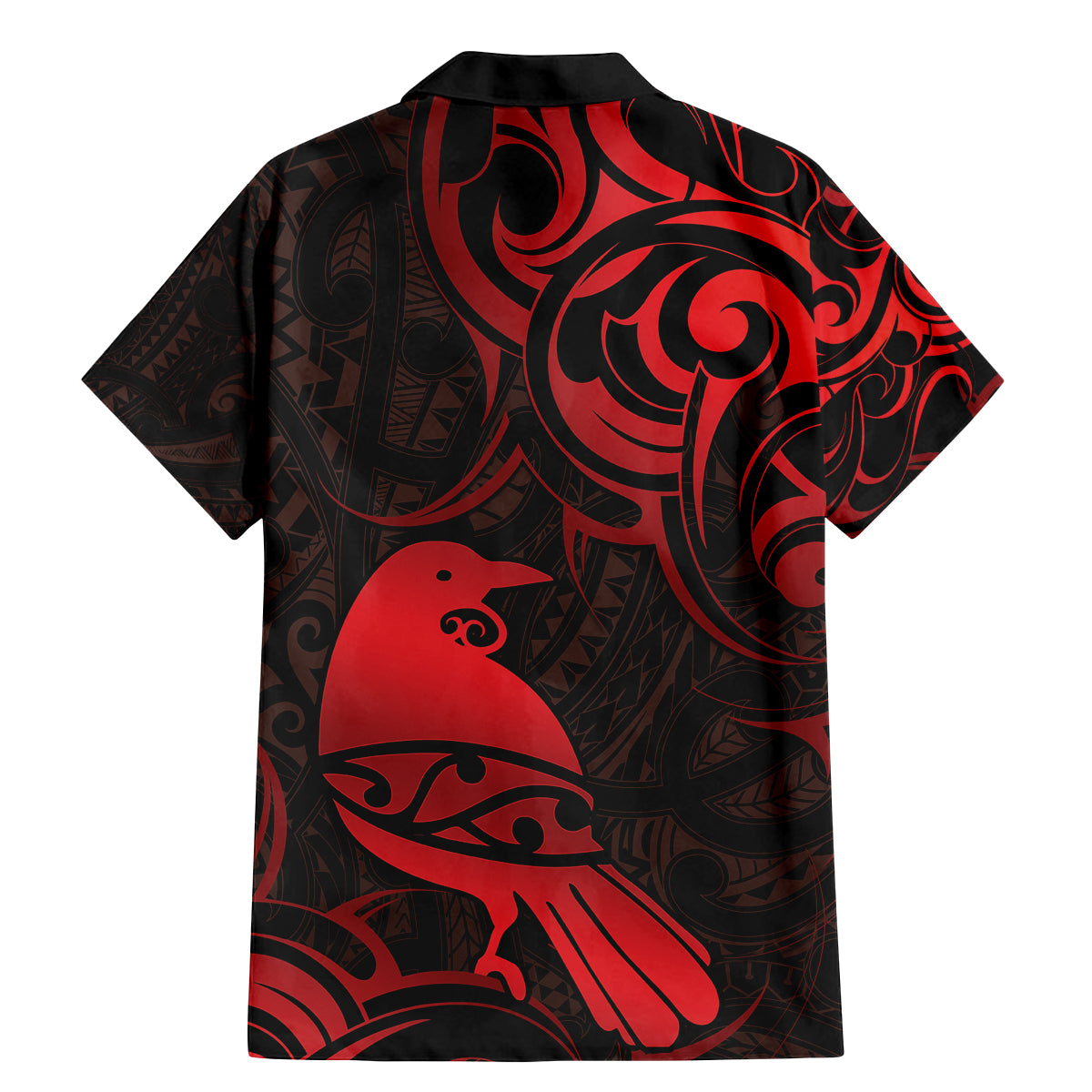 New Zealand Tui Bird Family Matching Mermaid Dress and Hawaiian Shirt Aotearoa Maori Pattern - Red LT14 - Polynesian Pride
