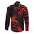 New Zealand Tui Bird Long Sleeve Button Shirt Aotearoa Maori Pattern - Red