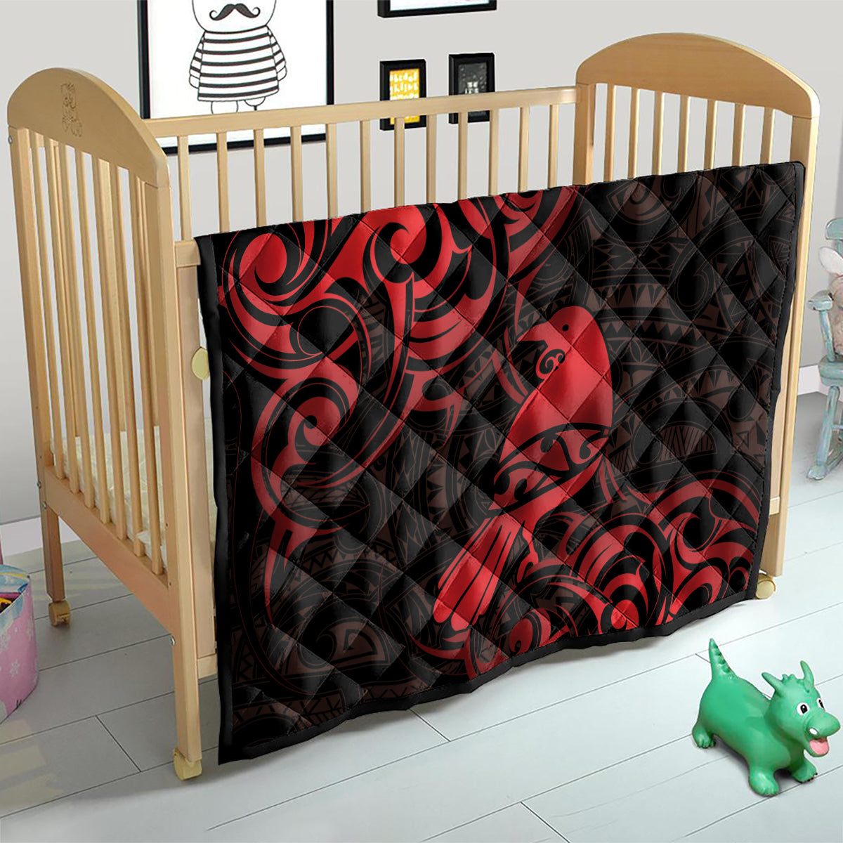 New Zealand Tui Bird Quilt Aotearoa Maori Pattern - Red