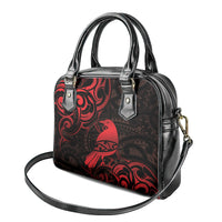 New Zealand Tui Bird Shoulder Handbag Aotearoa Maori Pattern - Red