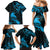 New Zealand Tui Bird Family Matching Mermaid Dress and Hawaiian Shirt Aotearoa Maori Pattern - Blue