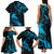 New Zealand Tui Bird Family Matching Tank Maxi Dress and Hawaiian Shirt Aotearoa Maori Pattern - Blue