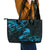 New Zealand Tui Bird Leather Tote Bag Aotearoa Maori Pattern - Blue