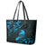 New Zealand Tui Bird Leather Tote Bag Aotearoa Maori Pattern - Blue