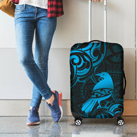 New Zealand Tui Bird Luggage Cover Aotearoa Maori Pattern - Blue