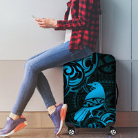 New Zealand Tui Bird Luggage Cover Aotearoa Maori Pattern - Blue