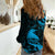 New Zealand Tui Bird Women Casual Shirt Aotearoa Maori Pattern - Blue