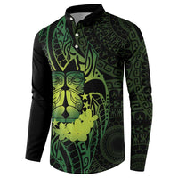 Kia Orana Kuki Airani Button Sweatshirt Cook Islands Tangaroa God Tatau Green