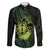 Kia Orana Kuki Airani Family Matching Long Sleeve Bodycon Dress and Hawaiian Shirt Cook Islands Tangaroa God Tatau Green