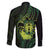 Kia Orana Kuki Airani Family Matching Long Sleeve Bodycon Dress and Hawaiian Shirt Cook Islands Tangaroa God Tatau Green