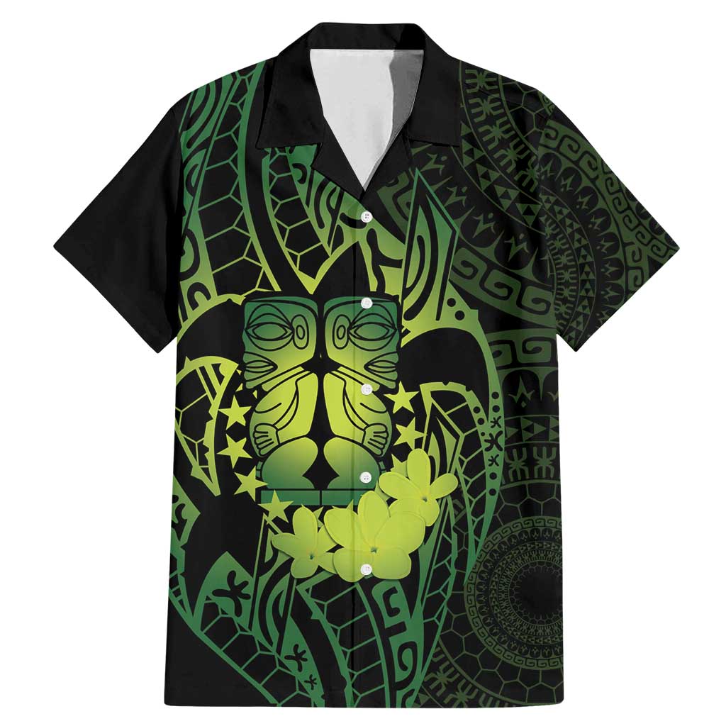 Kia Orana Kuki Airani Family Matching Mermaid Dress and Hawaiian Shirt Cook Islands Tangaroa God Tatau Green