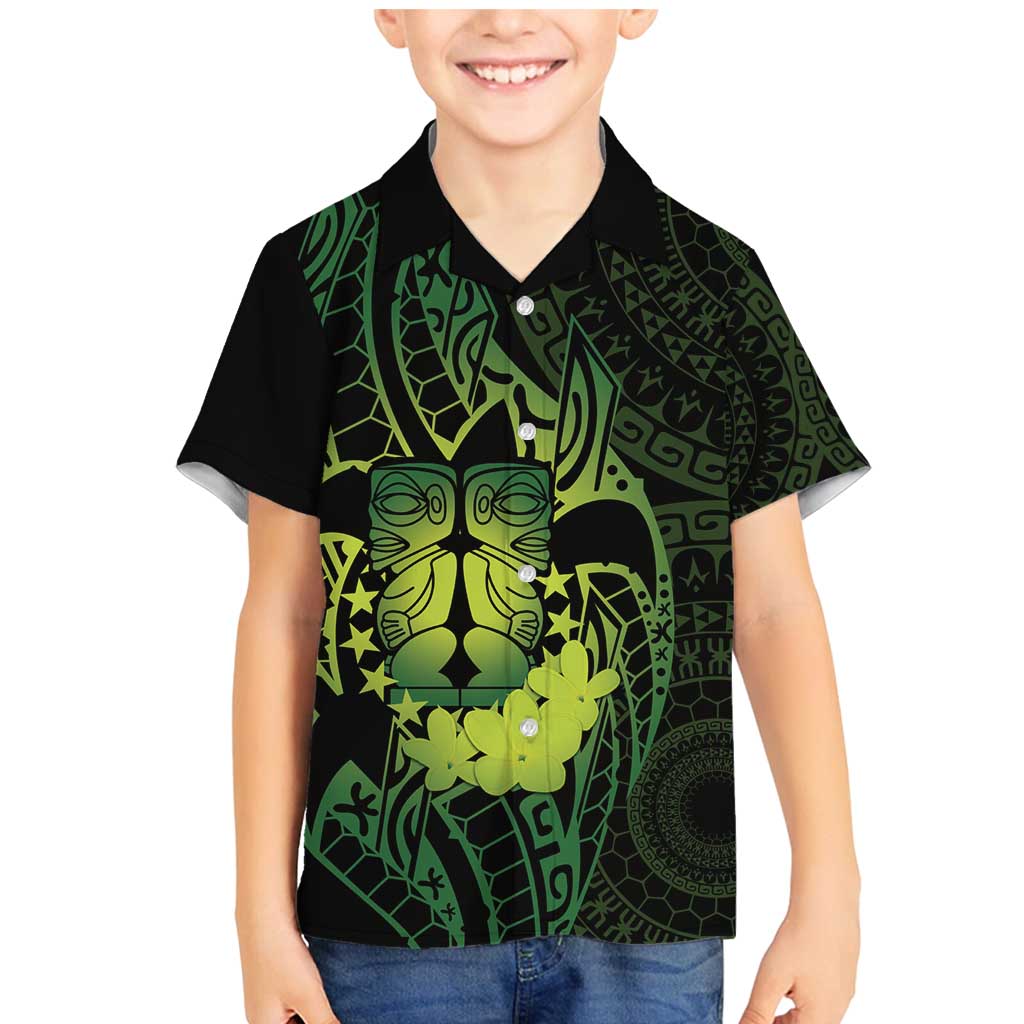 Kia Orana Kuki Airani Family Matching Mermaid Dress and Hawaiian Shirt Cook Islands Tangaroa God Tatau Green