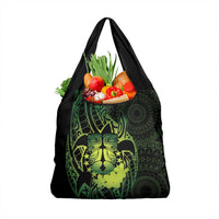 Kia Orana Kuki Airani Grocery Bag Cook Islands Tangaroa God Tatau Green