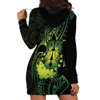 Kia Orana Kuki Airani Hoodie Dress Cook Islands Tangaroa God Tatau Green