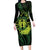 Kia Orana Kuki Airani Long Sleeve Bodycon Dress Cook Islands Tangaroa God Tatau Green