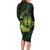 Kia Orana Kuki Airani Long Sleeve Bodycon Dress Cook Islands Tangaroa God Tatau Green
