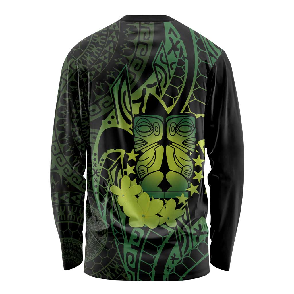 Kia Orana Kuki Airani Long Sleeve Shirt Cook Islands Tangaroa God Tatau Green