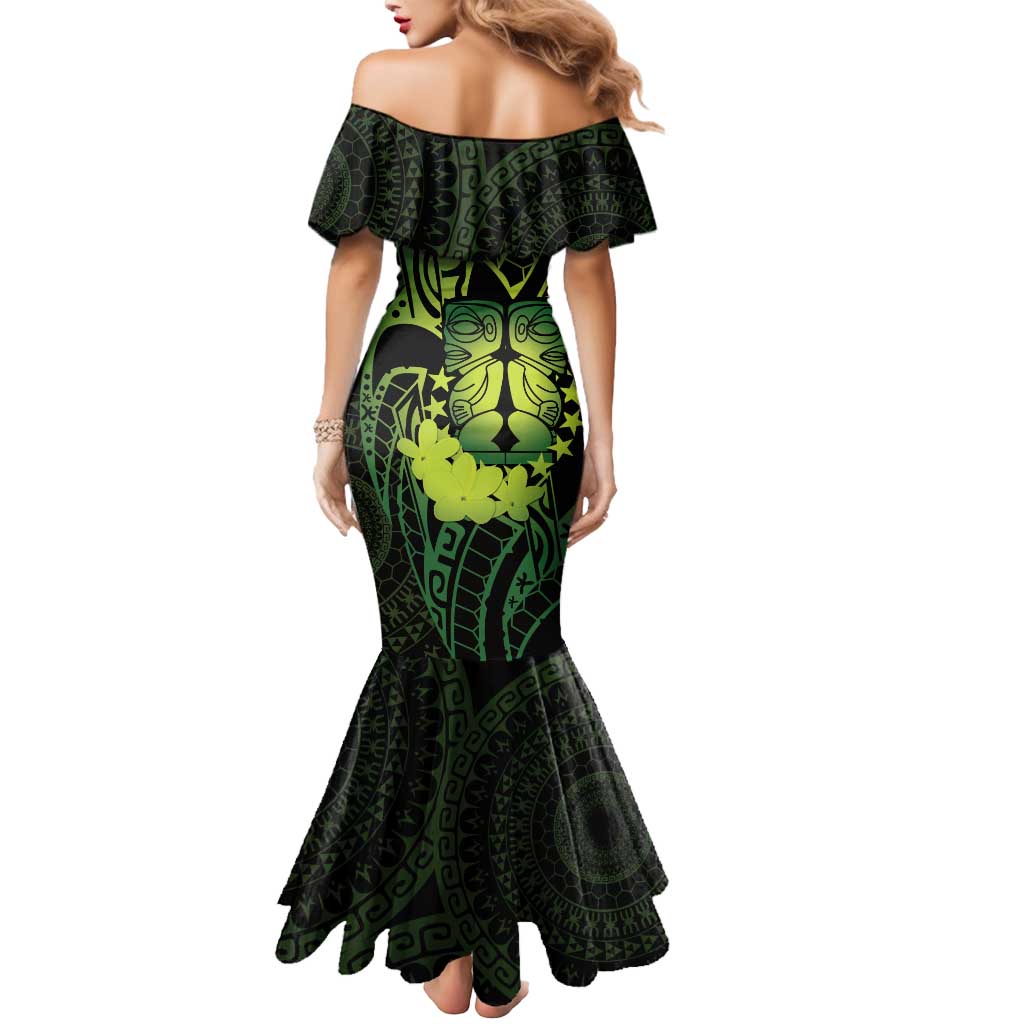 Kia Orana Kuki Airani Mermaid Dress Cook Islands Tangaroa God Tatau Green