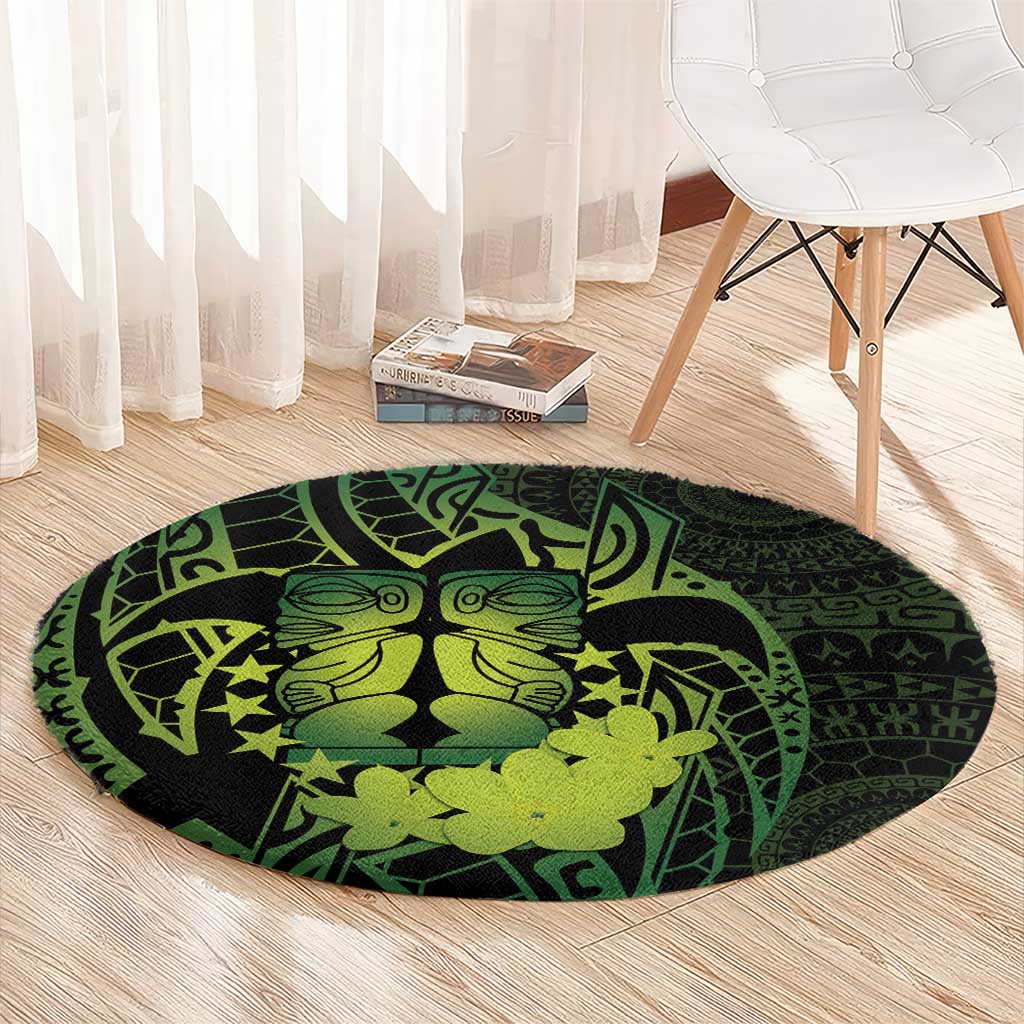 Kia Orana Kuki Airani Round Carpet Cook Islands Tangaroa God Tatau Green