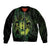 Kia Orana Kuki Airani Sleeve Zip Bomber Jacket Cook Islands Tangaroa God Tatau Green