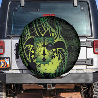 Kia Orana Kuki Airani Spare Tire Cover Cook Islands Tangaroa God Tatau Green