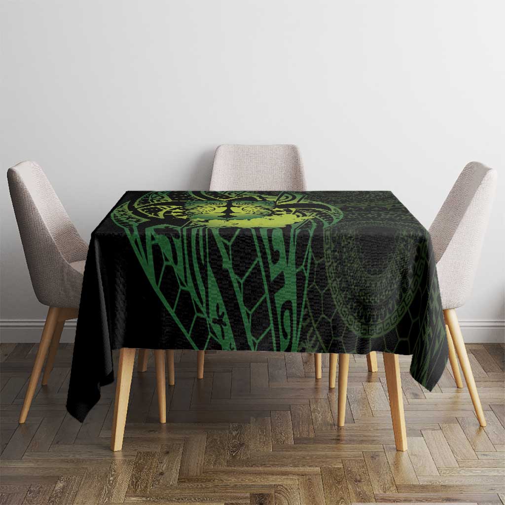Kia Orana Kuki Airani Tablecloth Cook Islands Tangaroa God Tatau Green