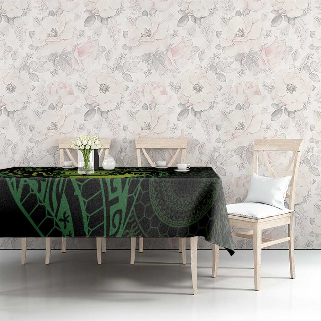 Kia Orana Kuki Airani Tablecloth Cook Islands Tangaroa God Tatau Green