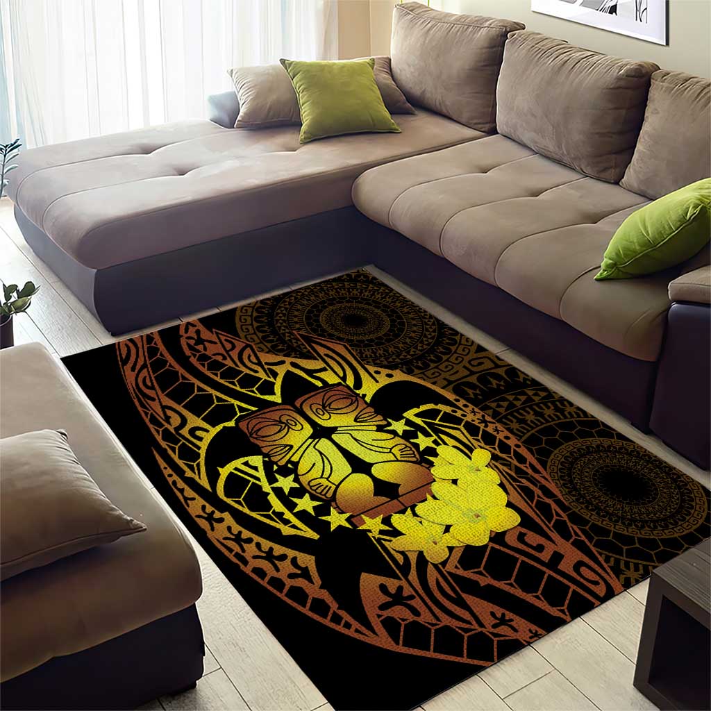 Kia Orana Kuki Airani Area Rug Cook Islands Tangaroa God Tatau Gold