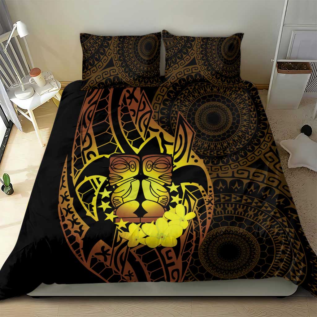 Kia Orana Kuki Airani Bedding Set Cook Islands Tangaroa God Tatau Gold