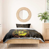 Kia Orana Kuki Airani Bedding Set Cook Islands Tangaroa God Tatau Gold